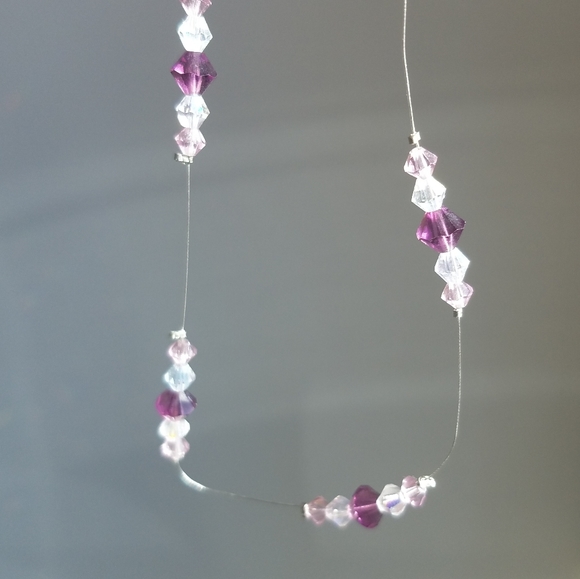Swarovski Purple Diamond Crystals Beads Necklace - Picture 3 of 14
